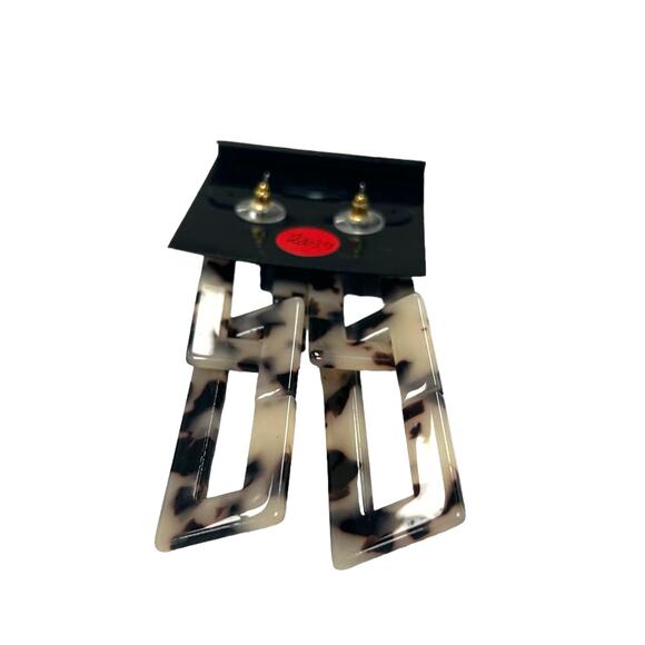 Unbranded Tortoise Rectangle Drop Earrings - Picture 3 of 4